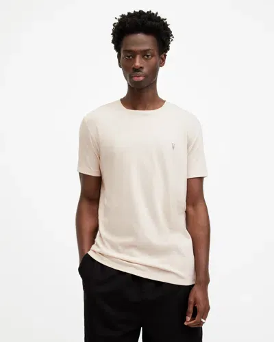 Allsaints Tonic Crew Neck Slim Ramskull T-shirt In Bailey Taupe