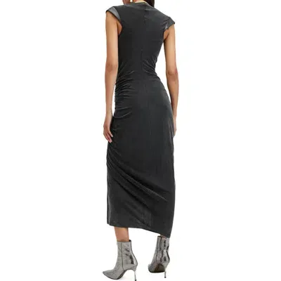 Allsaints Umbra Asymmetric Ruched Dress In Black