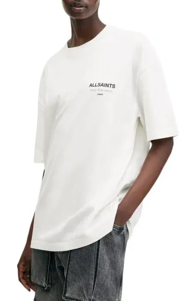 Allsaints Underground Logo Oversize Cotton Graphic T-shirt In Ashen White