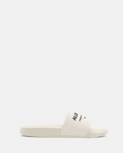 Allsaints Underground Logo Slip On Slides In White