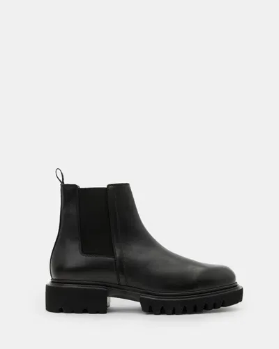 Allsaints Vince Chunky Leather Boots In Black