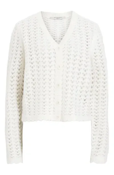 Allsaints Vivian Open Stitch Cardigan In Chalk White