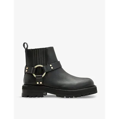 Allsaints Maddie D-ring Leather Biker Boots In Black