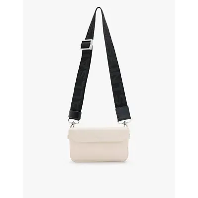 Allsaints Womens Desert White Zoe Logo-debossed Leather Cross-body Bag