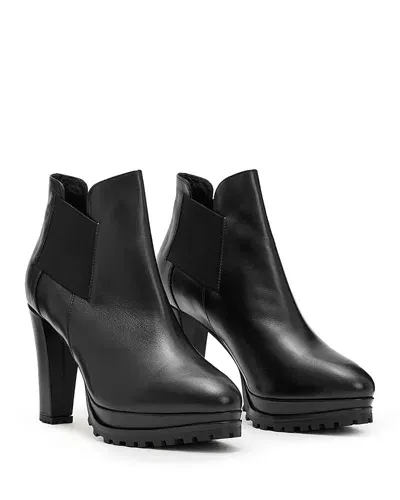 Allsaints Women's Sarris Almond Toe Stretch High Heel Platform Booties In Black