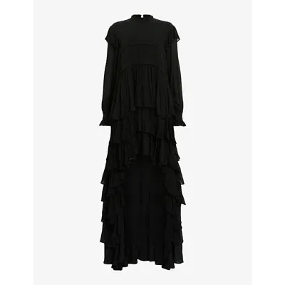 Allsaints Cavarly High-low Maxi Dress In Black