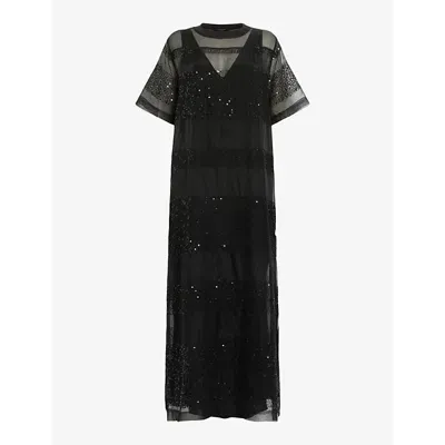 Allsaints Izabela Midi Dress In Black