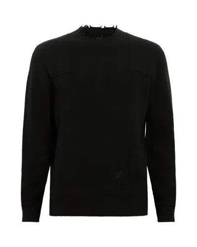 Allsaints Wool-blend Distressed Pointer Sweater In Black