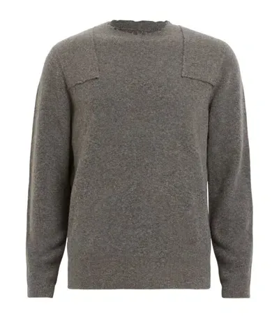 Allsaints Wool-blend Distressed Pointer Sweater In Taupe Brown