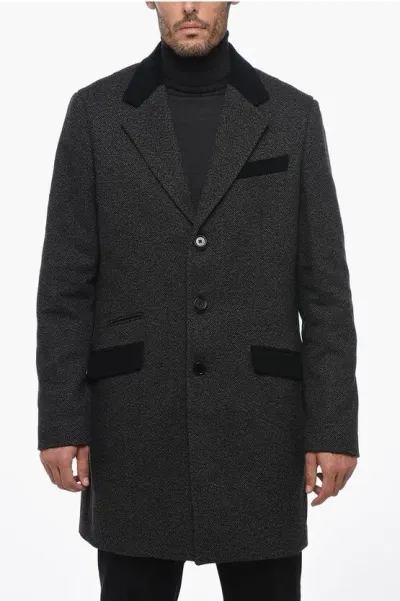 Allsaints Wool Blend Tommy Single-breasted Coat With Back Slit In Black