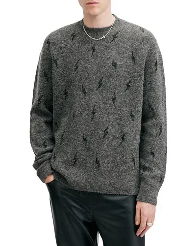 Allsaints Zap Regular Fit Crewneck Sweater In Charcoal/black