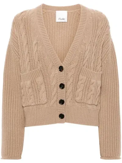 Allude Cable-knit Cardigan In Beige