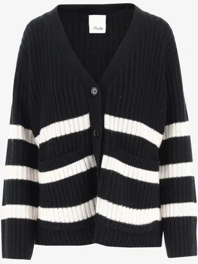 Allude Cardigan Made Of Wool Blend With Striped Pattern In Red