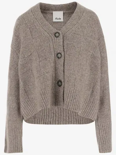 Allude Cashmere And Silk Cardigan In Beige