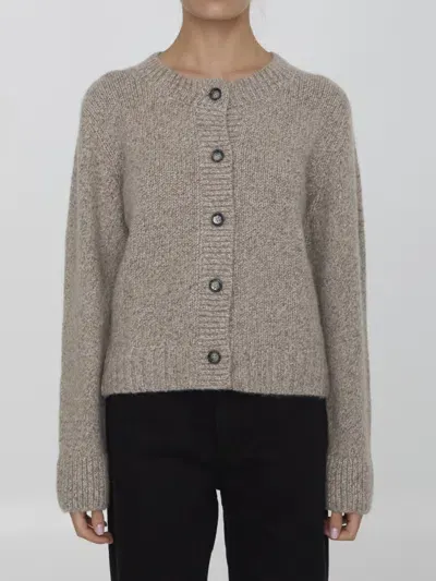 Allude Cashmere And Silk Cardigan In Beige