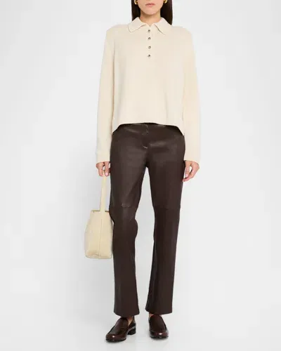 Allude Cashmere Polo Sweater In Porcelain