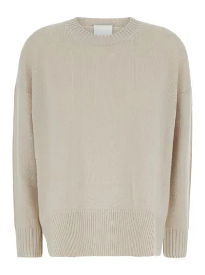 Allude Cashmere Round Neck Pull In Neutrals