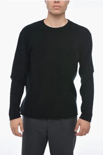 Allude Crew Neck Pure Cashmere Sweater In Black