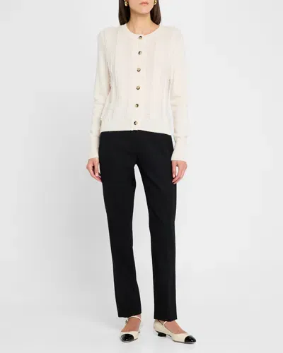 Allude Fringed Wool-cashmere Cardigan In Alabaster