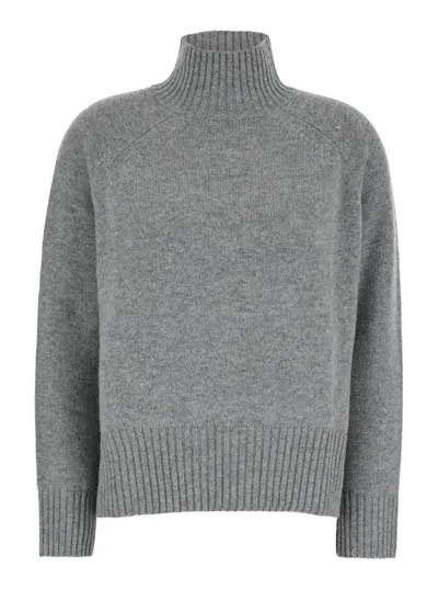 Allude High Neck Cashmere And Wool Pull In Grey