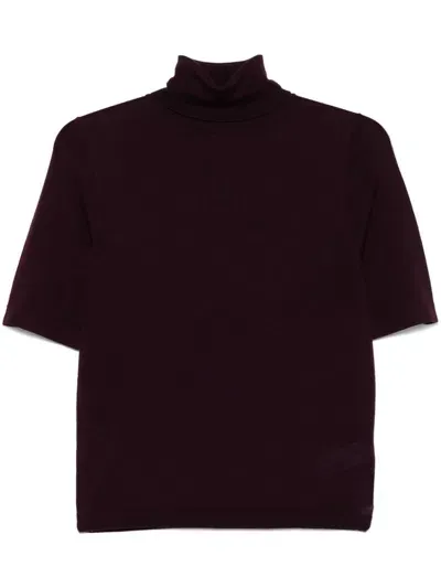 Allude Merino-wool Knitted Top In Red