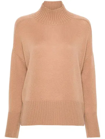 Allude Mock-neck Cashmere Sweater In 褐色