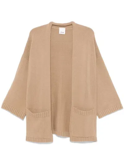 Allude Open Cardigan In Brown