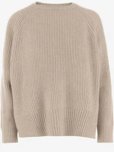 Allude Ribbed Cashmere And Silk Sweater In Beige