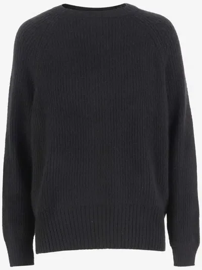 Allude Ribbed Cashmere And Silk Sweater In Black