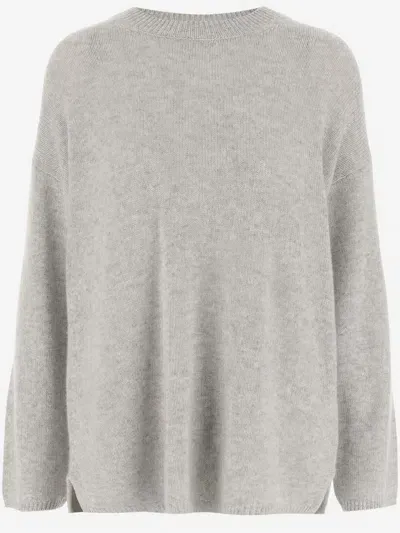 Allude Ribbed Cashmere And Silk Sweater In Grey