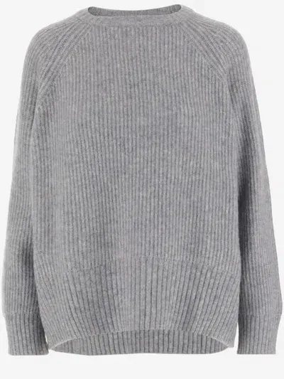 Allude Ribbed Cashmere Sweater In Dark Grey