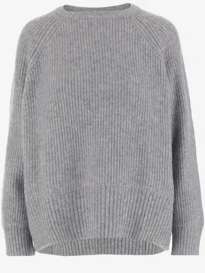 Allude Ribbed Cashmere Sweater In Grey