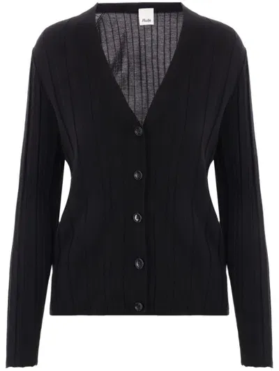 Allude Ribbed-knit Cardigan In Black