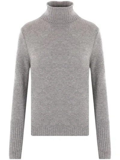 Allude Roll Neck Cashmere Sweater In Grey