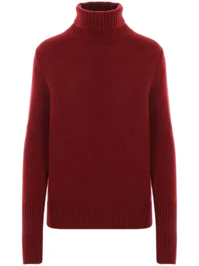 Allude Roll Neck Cashmere Sweater In Red