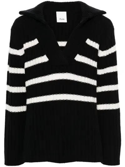 Allude Striped Sweater In Black