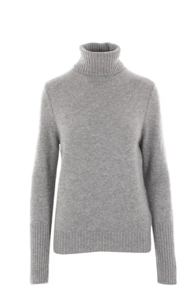 Allude Slim Roll Neck Jumper In Grey