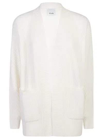 Allude Open-front Ribbed-knit Cardigan In White