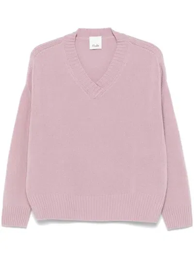 Allude V-neck Cashmere Sweater In Purple