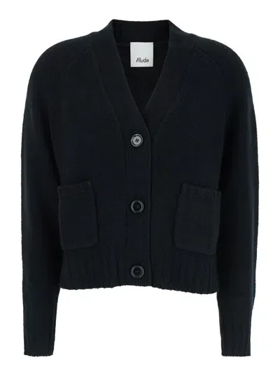 Allude Wool And Cashmere Cardigan In Black