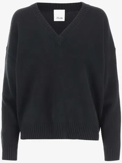 Allude Wool And Cashmere Sweater In Black