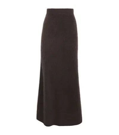 Almada Label Brushed Cashmere Maxi Skirt In Brown