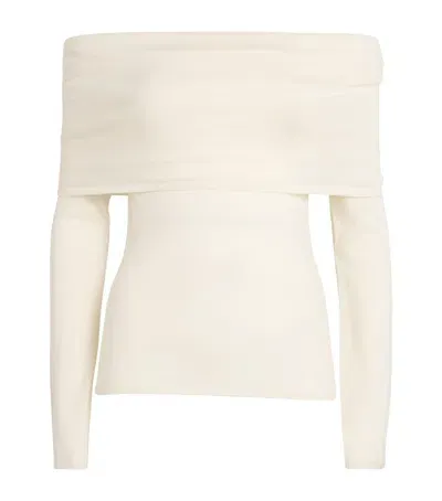 Almada Label Cashmere Cara Off-the-shoulder Top In Ivory