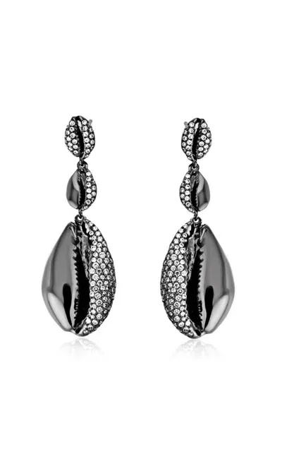 Almasika Le Cauri Endiamante 18k Yellow Gold Diamond Earrings In Black