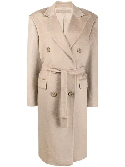 Almaz Double-breasted Belted Coat In Neutrals