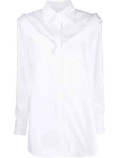 Almaz Double-collar Long-sleeve Shirt In White