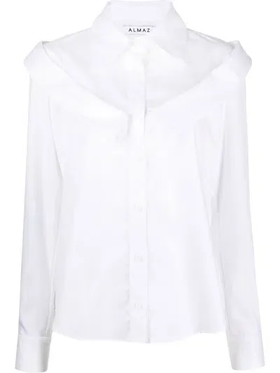 Almaz Double-collar Long-sleeve Shirt In White