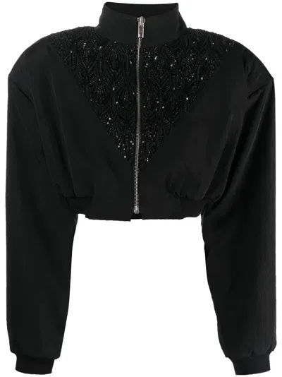 Almaz Rhinestone-embellished Cropped Jacket In Black