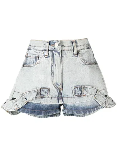 Almaz Mid-rise Layered Denim Shorts In Blue