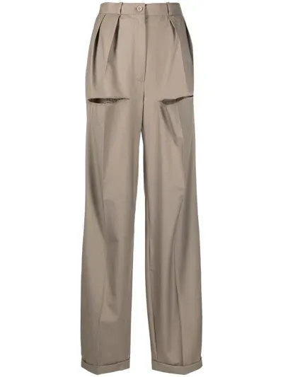 Almaz Slit-detail Tailored Trousers In Neutrals